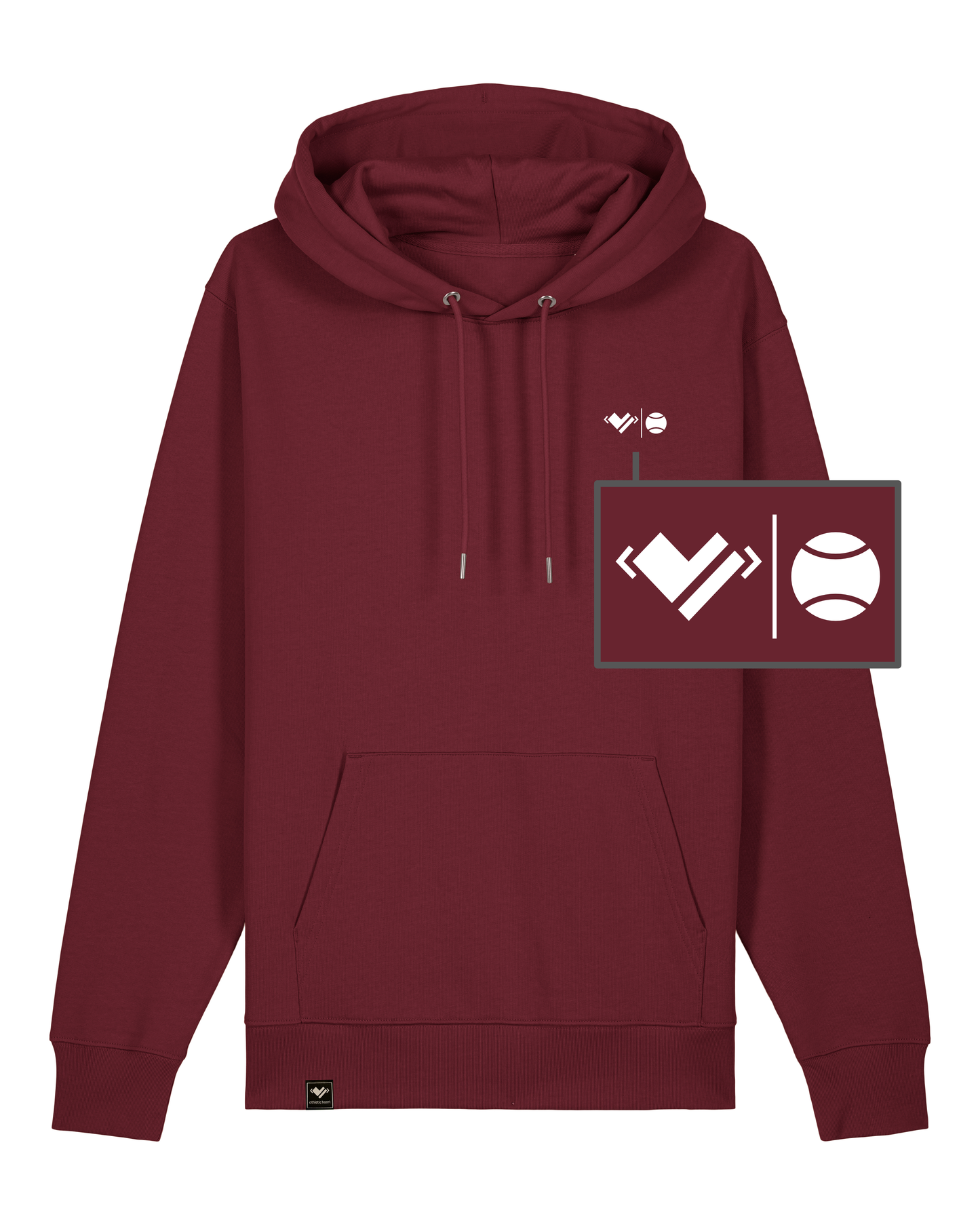 Off-Court Tennis Hoodie von athletic heart tennis. Sportlherz Tennis Motiv mit einem Tennis Herz zum Ausdruck der Tennisliebe