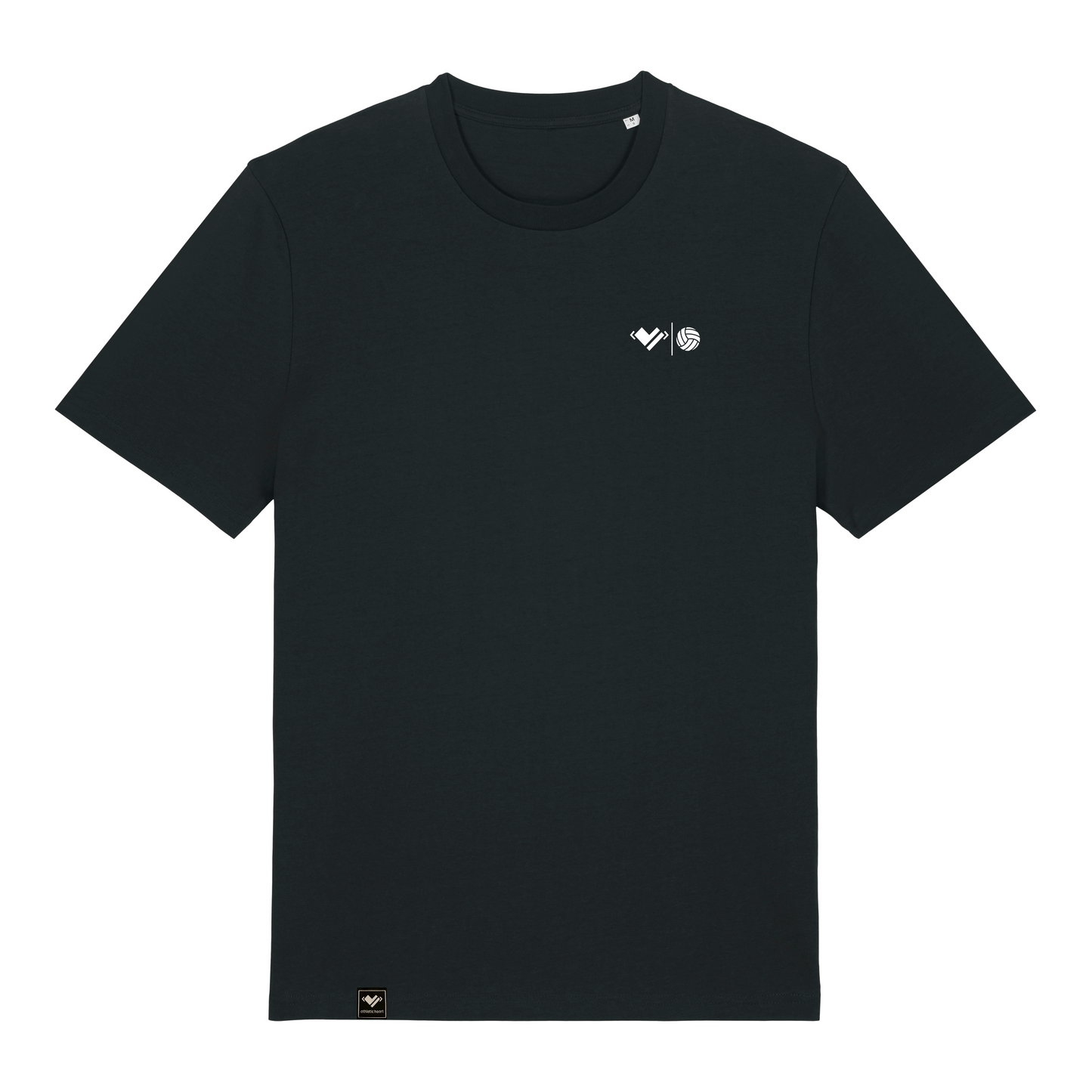 athletic heart Volleyballshirt schwarz. Ausdruck der Volleyballliebe durch Volleyball Herz sowie Sportlerherz Volleyball. Ebenfalls ein Beachvolleyballshirt