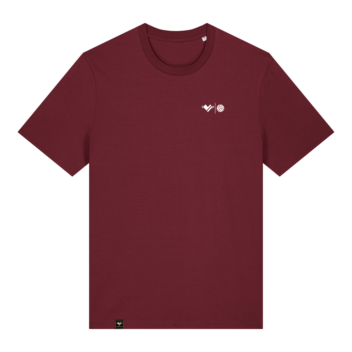 athletic heart Volleyballshirt in burgund rot. Beachvolleyballshirt mit Volleyball Herz bzw. Sportlerherz Volleyball zum Ausdruck der Volleyballliebe