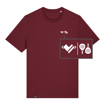 Padel Herz, I love Padel, Padel-Tennis Shirt Baumwolle Burgund, Padelshirt mit Padel Logo und Sportlerherz