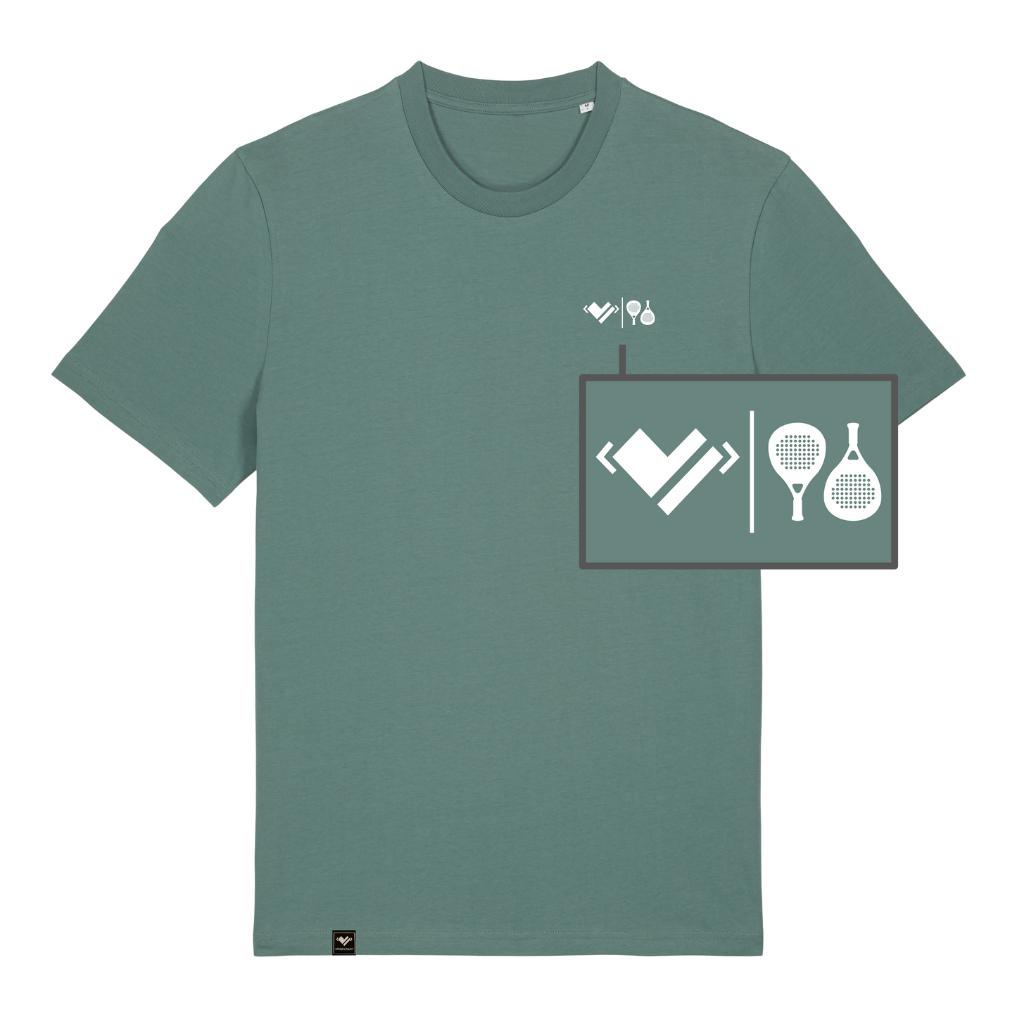 Padel Herz, I love Padel, Padel-Tennis Shirt Baumwolle Green Bay, Padelshirt mit Padel Logo und Sportlerherz