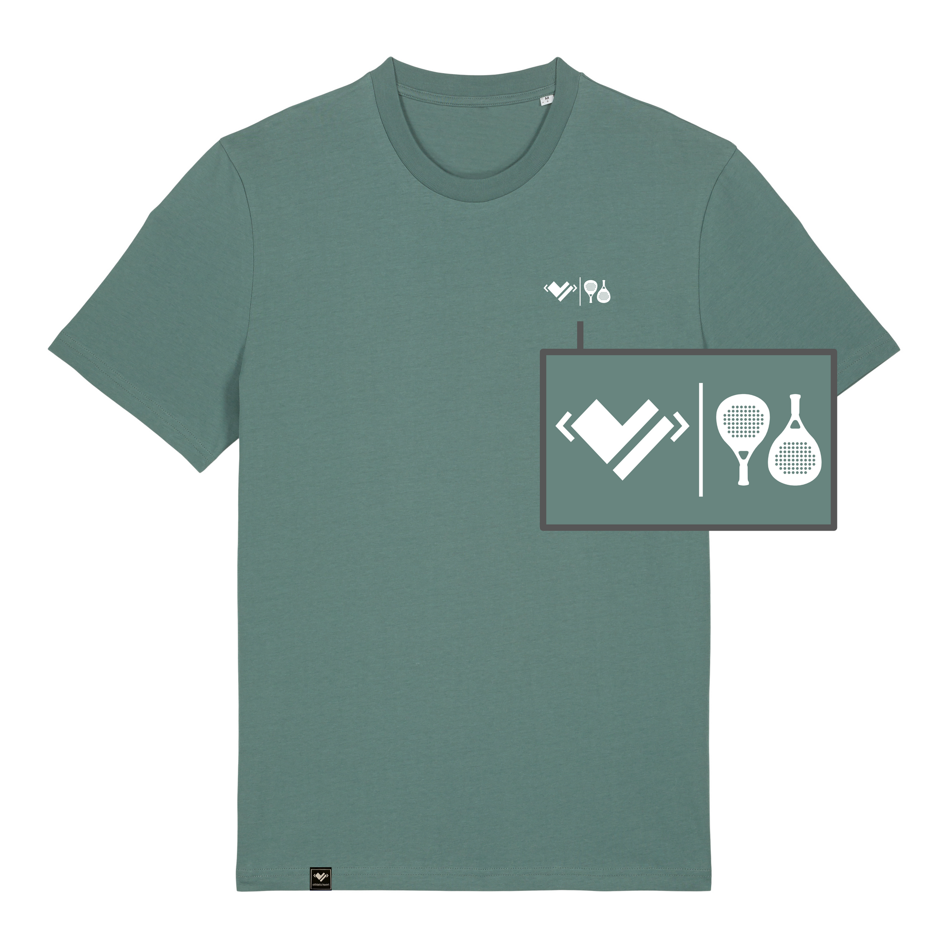 Padel Herz, I love Padel, Padel-Tennis Shirt Baumwolle Green Bay, Padelshirt mit Padel Logo und Sportlerherz