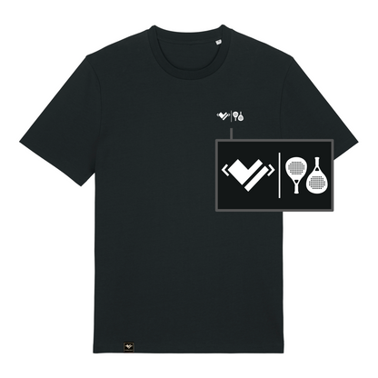 Padel Herz, I love Padel, Padel-Tennis Shirt Baumwolle schwarz, Padelshirt mit Padel Logo und Sportlerherz