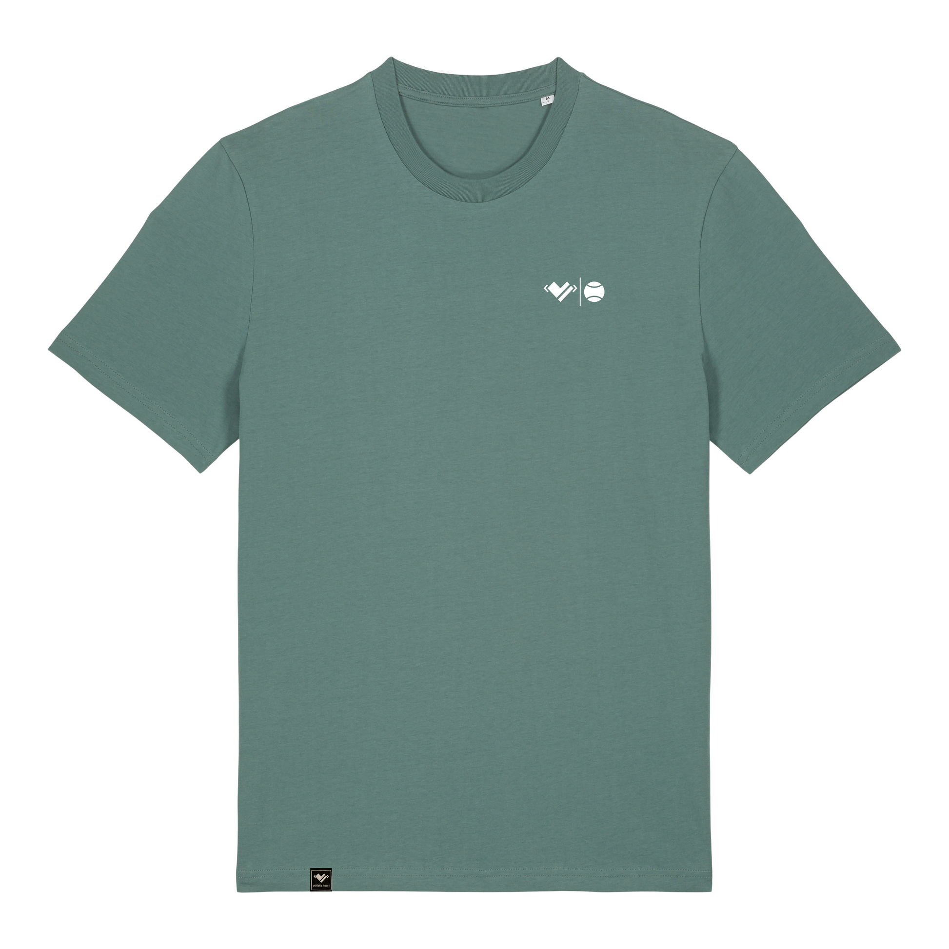 athletic heart | tennis, grün türkis, green bay T-Shirt für Tennisspieler aus 100% Biobaumwolle mit Tennis-Design. Sportlerherz Tennis Motiv mit Tennis Herz zum Ausdruck der Tennisliebe