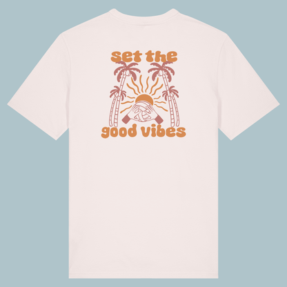 Set the good vibes Motiv. Shirt für Volleyballfans, Volleyballspieler und Beachvolleyballspieler. Volleyball Stellerposition Shirt